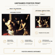 Caravaggio - Christ of the Column poster print size comparison and framing display infographic