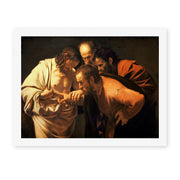 Caravaggio's 'Doubting of St.Thomas' painting reproduced as a rolled canvas print, painted around 1602, also called The Incredulity of Saint Thomas