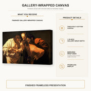 Caravaggio - Doubting of St.Thomas gallery wrap canvas construction and hanging details infographic