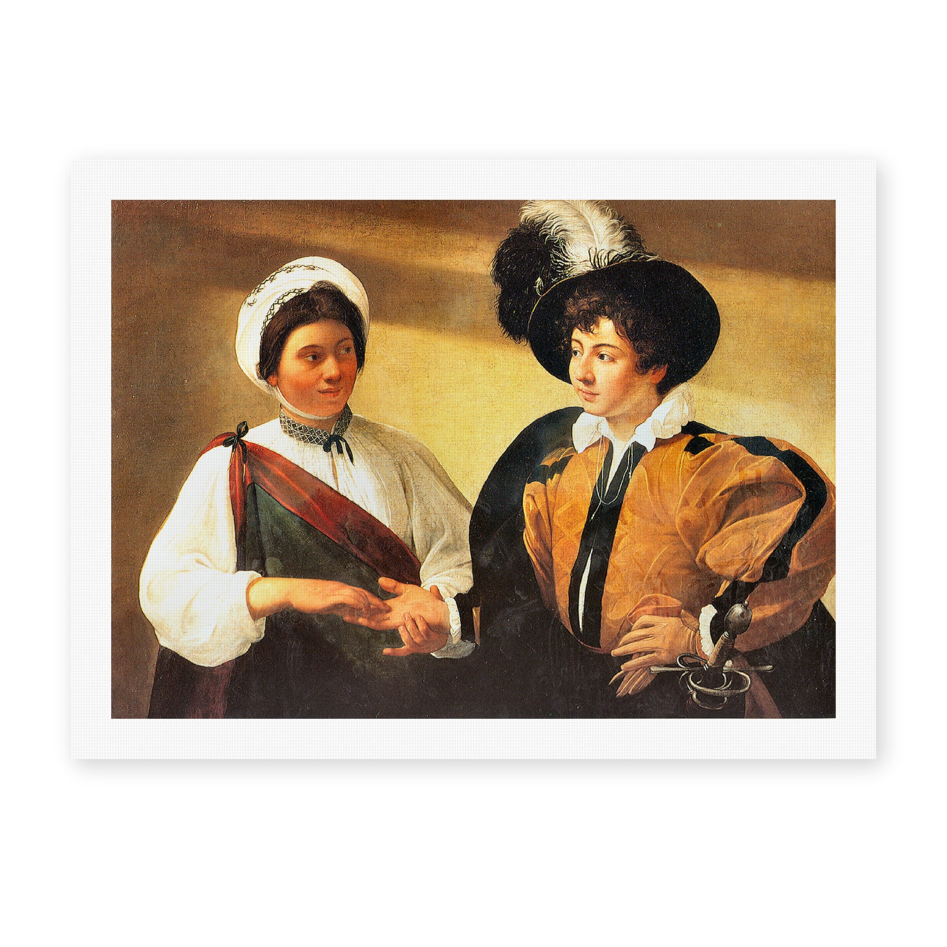 Caravaggio's 'Fortune Teller' painting reproduced as a rolled canvas print