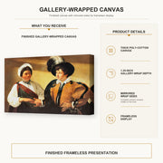 Caravaggio - Fortune Teller gallery wrap canvas construction and hanging details infographic