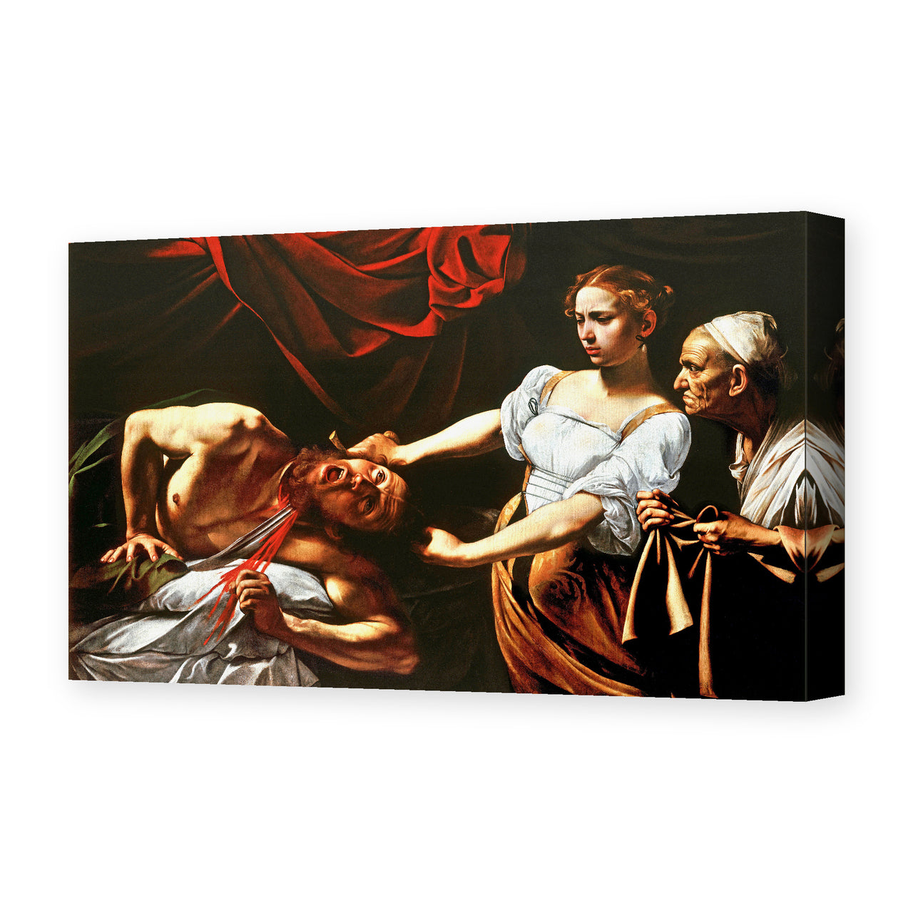 Caravaggio's 'Judith Beheading Holofernes' painting reproduced as a gallery-wrapped canvas print, painted around 1599, now in Rome's Palazzo Barberini