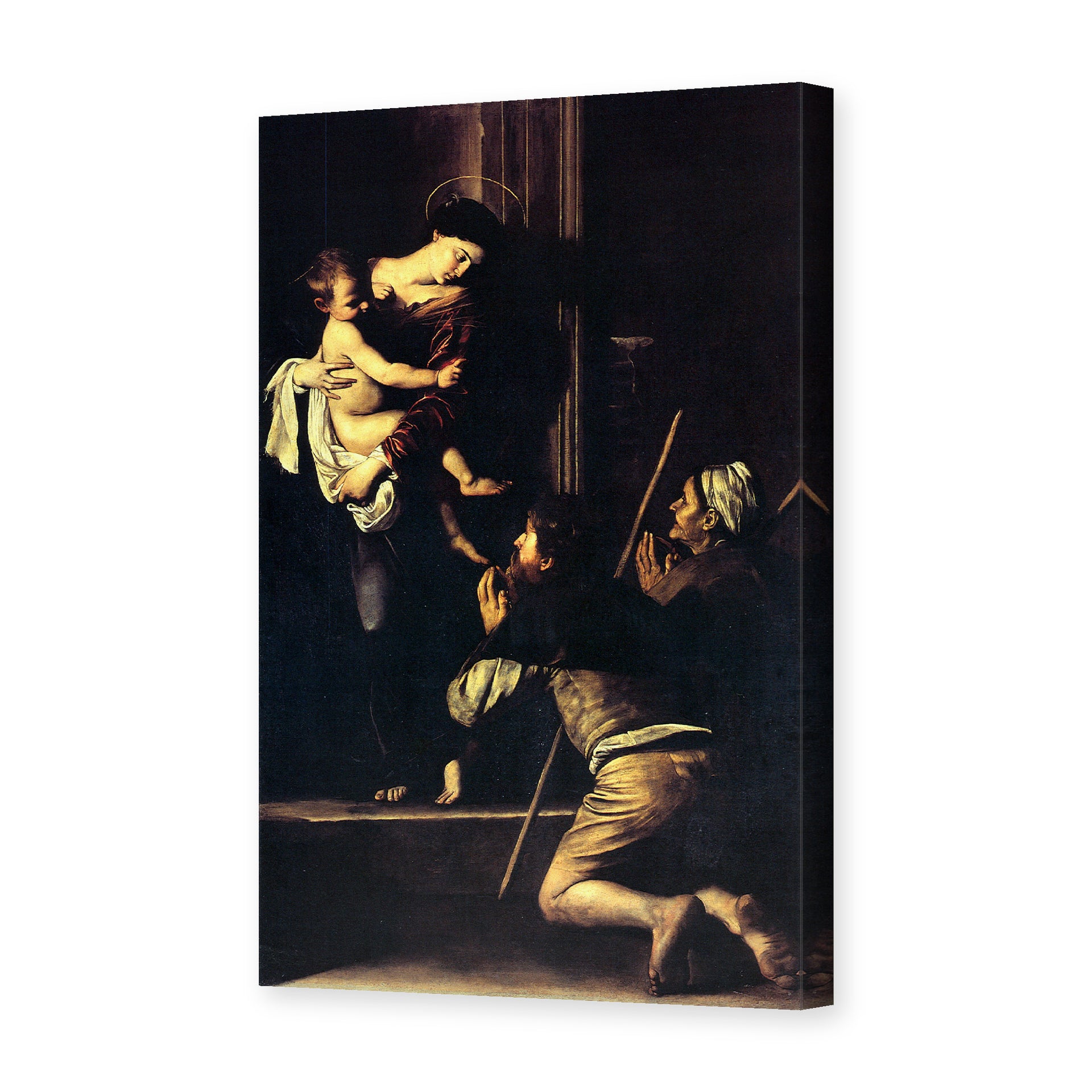 Caravaggio's 'Madonna Di Loretto' painting reproduced as a gallery-wrapped canvas print, painted around 1604-06 for Rome's Sant'Agostino church