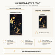 Caravaggio - Madonna Di Loretto poster print size comparison and framing display infographic