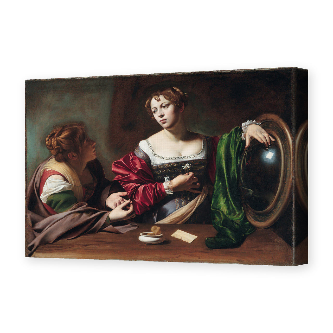 Caravaggio's 'Martha & Marry Magdalene' painting reproduced as a gallery-wrapped canvas print