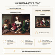 Caravaggio - Martha & Marry Magdalene poster print size comparison and framing display infographic