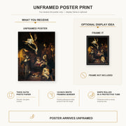 Caravaggio - Nativity with San Lorenzo and San Francesco poster print size comparison and framing display infographic