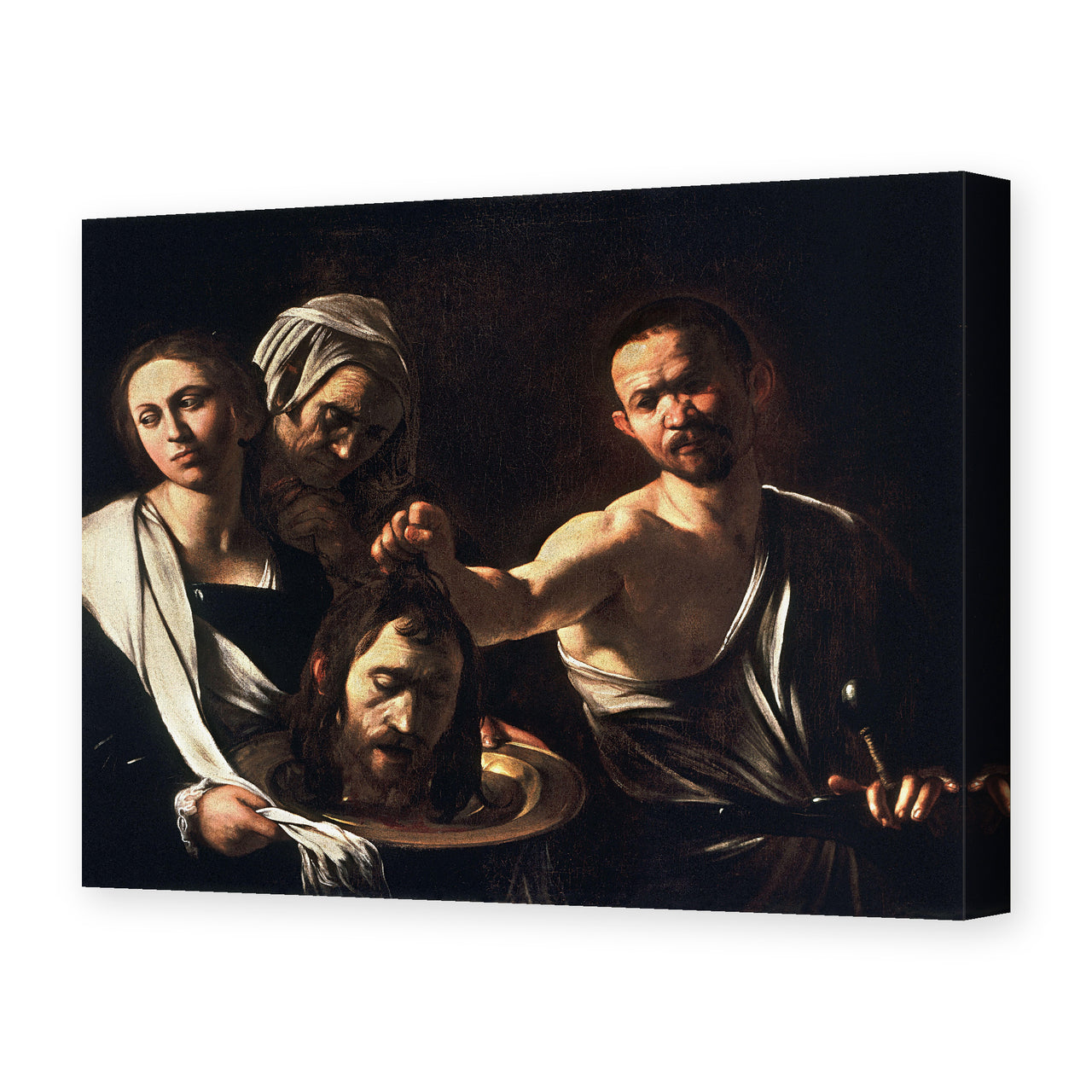 Caravaggio's 'Salome with the Head of John the Baptist' painting reproduced as a gallery-wrapped canvas print