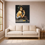Gallery-wrapped canvas print of Caravaggio's 'Sickbucchus' displayed on a wall in a living room