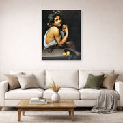Gallery-wrapped canvas print of Caravaggio's 'Sickbucchus' displayed on a wall in a living room