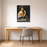 Gallery-wrapped canvas print of Caravaggio's 'Sickbucchus' displayed on a wall in an office