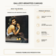 Caravaggio - Sickbucchus gallery wrap canvas construction and hanging details infographic