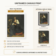 Caravaggio - St. Catherine of Alexandria canvas print size comparison and framing display infographic