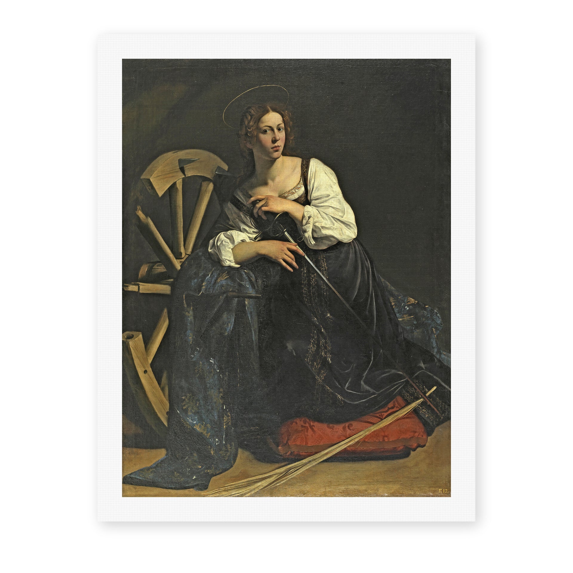 Caravaggio's 'St. Catherine of Alexandria' painting reproduced as a rolled canvas print