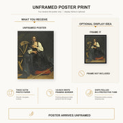 Caravaggio - St. Catherine of Alexandria poster print size comparison and framing display infographic