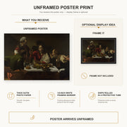 Caravaggio - Supper at Emmaus poster print size comparison and framing display infographic