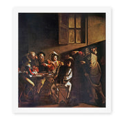 Caravaggio's 'The Calling of Saint Matthew' painting reproduced as a rolled canvas print, painted around 1599-1600 for Rome's San Luigi dei Francesi