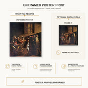 Caravaggio - The Calling of Saint Matthew poster print size comparison and framing display infographic