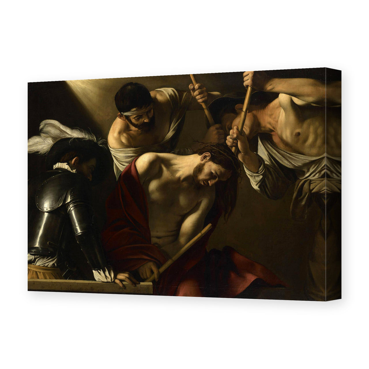 Caravaggio's 'The Crowning with Thorns' painting reproduced as a gallery-wrapped canvas print