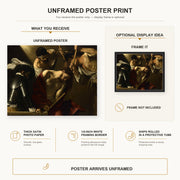 Caravaggio - The Crowning with Thorns poster print size comparison and framing display infographic