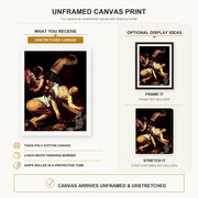 Caravaggio - The Crucifixion of Saint Peter canvas print size comparison and framing display infographic