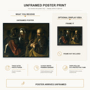 Caravaggio - The Denial of Saint Peter poster print size comparison and framing display infographic