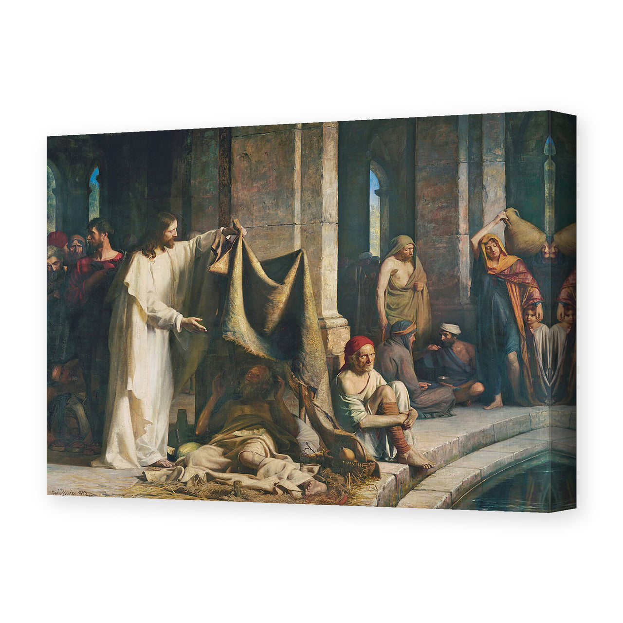 Carl Bloch's 'Christ Healing the Sick at Bethesda' painting reproduced as a gallery-wrapped canvas print