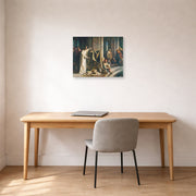 Unframed poster print of Carl Bloch's Christ Healing the Sick at Bethesda displayed on a wall in a office