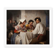 Carl Bloch's 'In a Roman Osteria' painting reproduced as a rolled canvas print