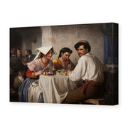 Carl Bloch's 'In a Roman Osteria' painting reproduced as a gallery-wrapped canvas print