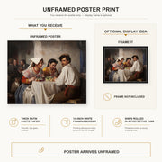 Carl Bloch - In a Roman Osteria poster print size comparison and framing display infographic