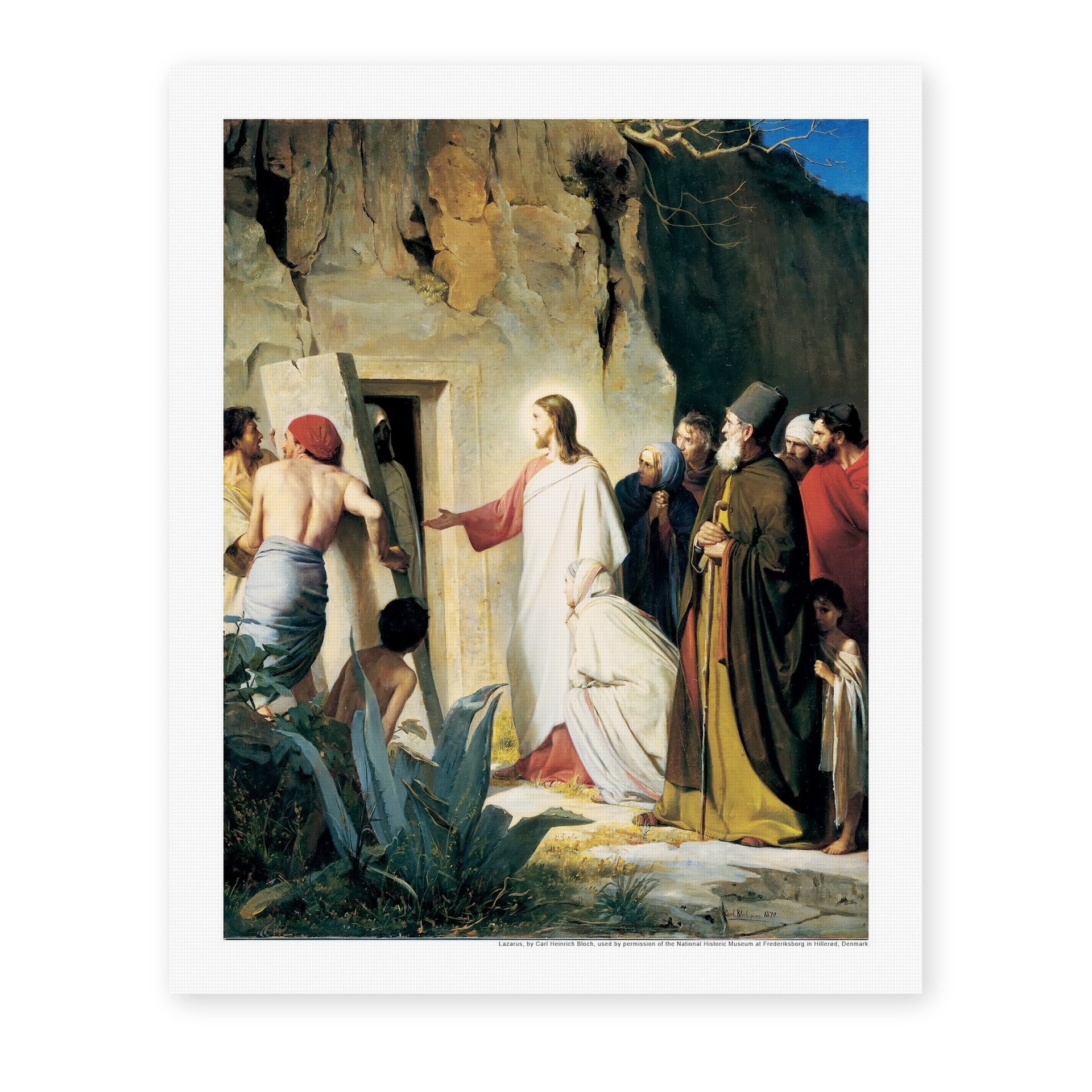 Carl Bloch's 'Jesus Raised Lazerus From Death' painting reproduced as a rolled canvas print