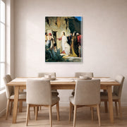 Gallery-wrapped canvas print of Carl Bloch's Jesus Raised Lazerus From Death displayed on a wall in a dining room