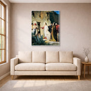 Gallery-wrapped canvas print of Carl Bloch's Jesus Raised Lazerus From Death displayed on a wall in a living room