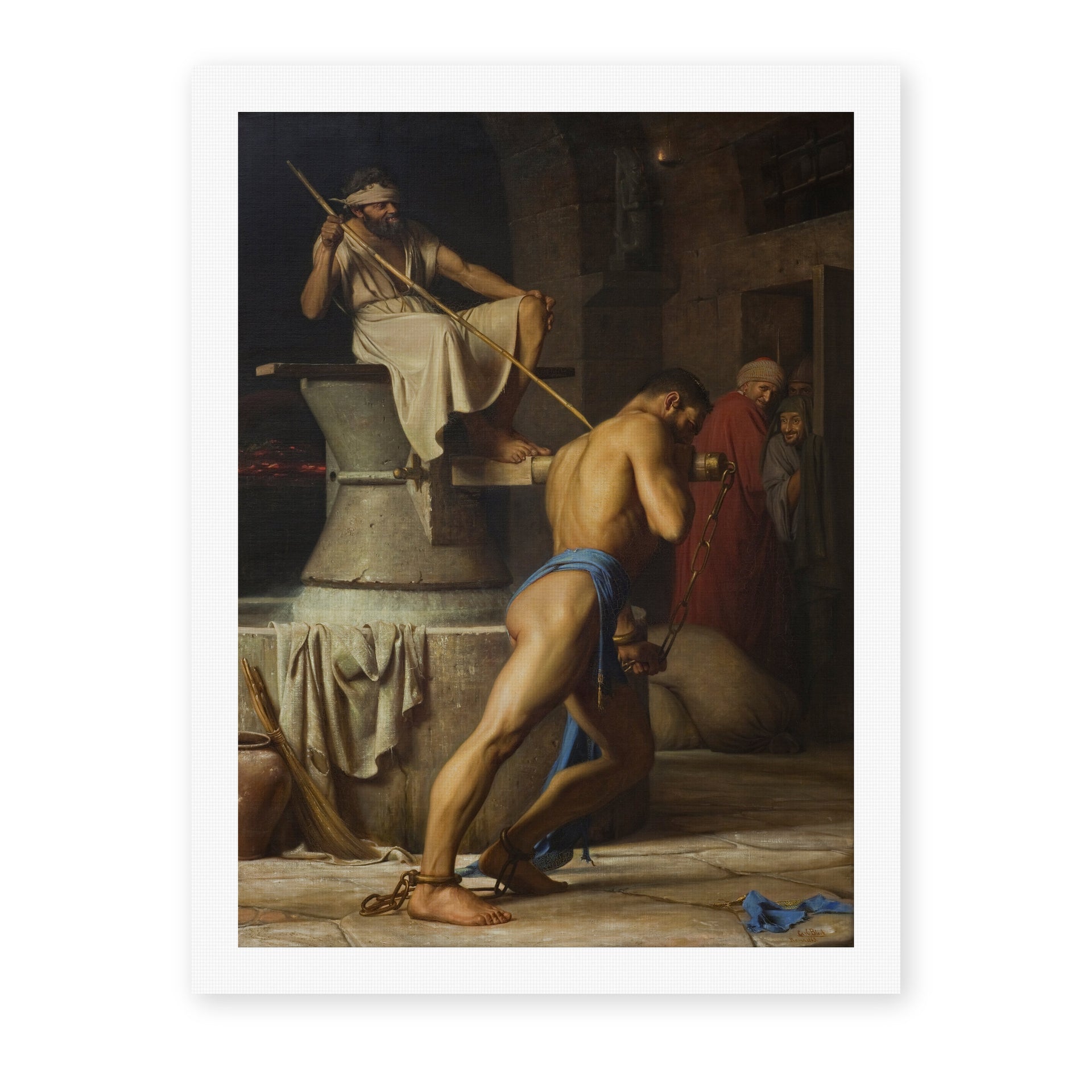 Carl Bloch's 'Samson and the Philistines' painting reproduced as a rolled canvas print