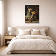 Gallery-wrapped canvas print of Carl Bloch's Samson and the Philistines displayed on a wall in a bedroom