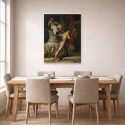 Gallery-wrapped canvas print of Carl Bloch's Samson and the Philistines displayed on a wall in a dining room