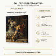 Carl Bloch - Samson and the Philistines gallery wrap canvas construction and hanging details infographic