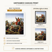 Carl Bloch - Sermon on the Mount canvas print size comparison and framing display infographic