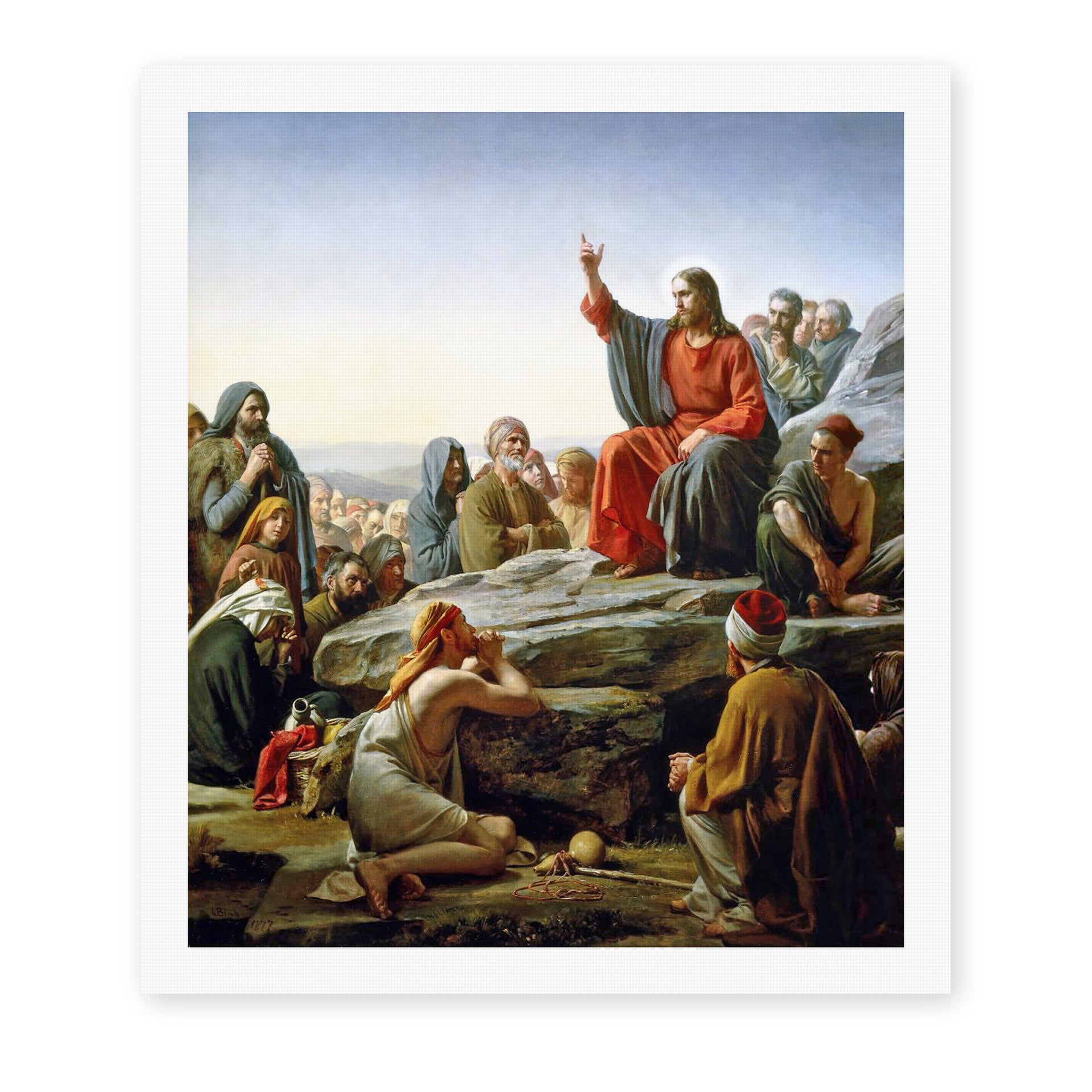 Carl Bloch's 'Sermon on the Mount' painting reproduced as a rolled canvas print