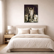 Gallery-wrapped canvas print of Carl Bloch's The Resurrection displayed on a wall in a bedroom