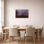 Gallery-wrapped canvas print of Caspar David Friedrich's A Walk at Dusk displayed on a wall in a dining room