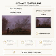 Caspar David Friedrich - A Walk at Dusk poster print size comparison and framing display infographic
