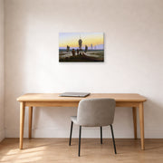 Gallery-wrapped canvas print of Caspar David Friedrich's The Stages of Life displayed on a wall in a office