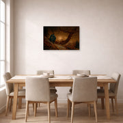 Gallery-wrapped canvas print of Caspar David Friedrich's Two Men Contemplating the Moon displayed on a wall in a dining room