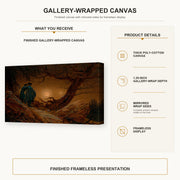 Caspar David Friedrich - Two Men Contemplating the Moon gallery wrap canvas construction and hanging details infographic