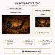 Caspar David Friedrich - Two Men Contemplating the Moon poster print size comparison and framing display infographic