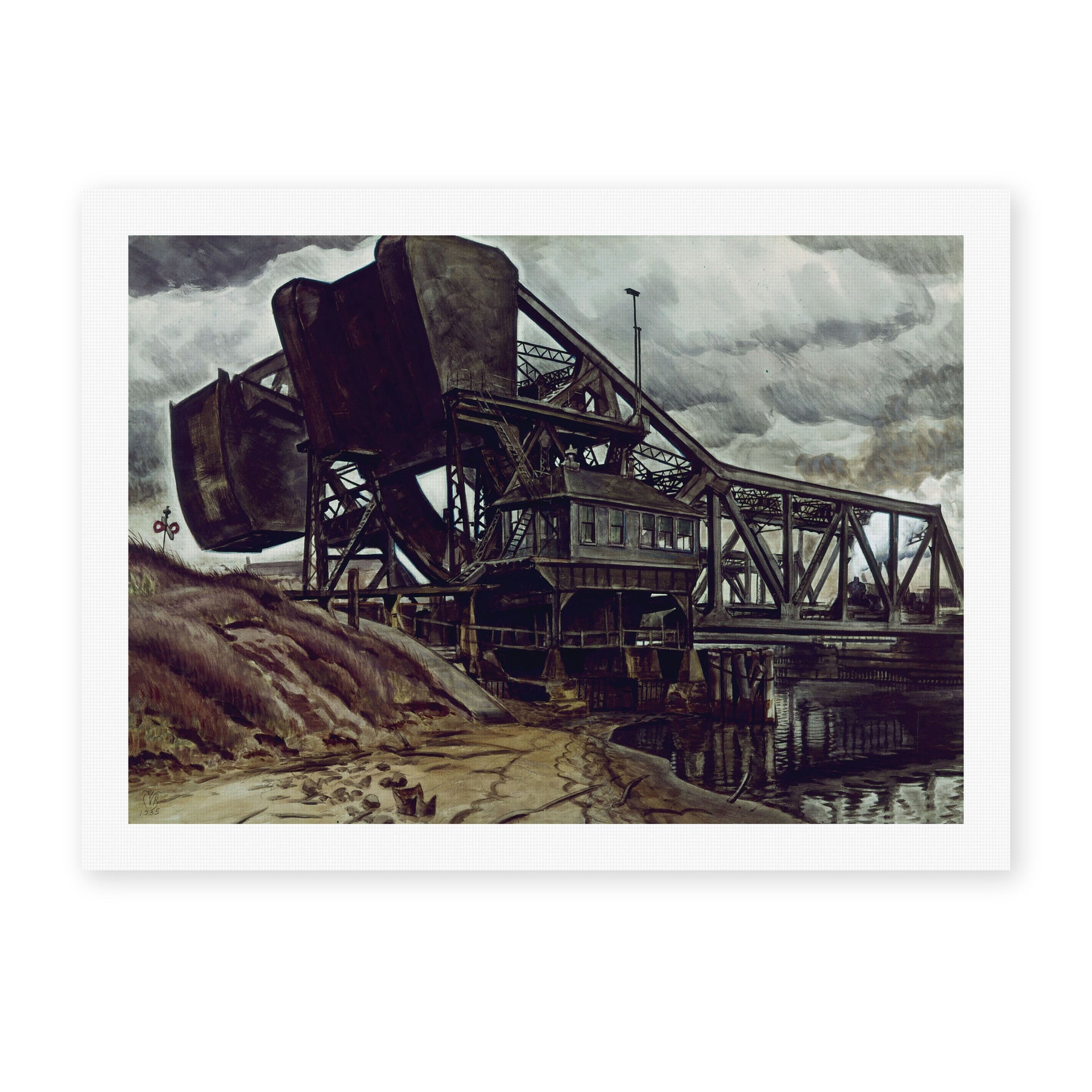 Charles Burchfield's 'Black Iron' painting reproduced as a rolled canvas print