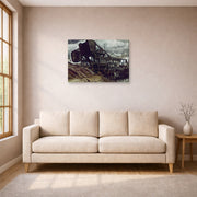 Gallery-wrapped canvas print of Charles Burchfield's Black Iron displayed on a wall in a living room