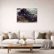 Gallery-wrapped canvas print of Charles Burchfield's Black Iron displayed on a wall in a living room